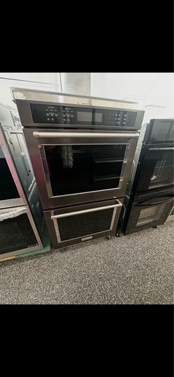 30” KitchenAid Double Electric Wall Oven Black Stainless Steel
