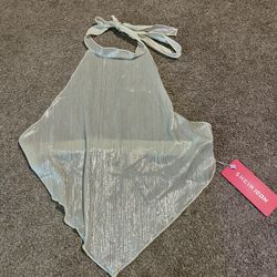 Women’s Silver Halter Neck Crop Top
