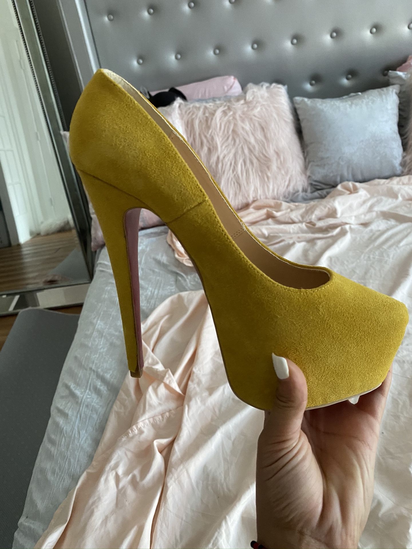 Christian Louboutin Yellow Platform High Heels Size 38