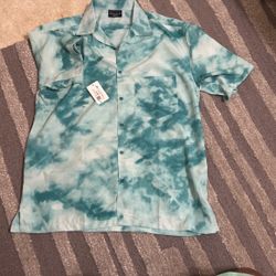 Tie Dye Button-Up Collared Shirt (M)