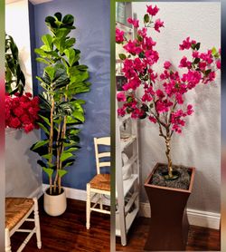 Artificial realistic Fiddle Leaf & Bougainvillea Trees