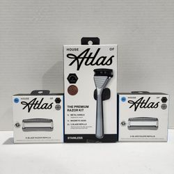 House of Atlas Prem. Razor Kit w/2 5-Blade Refills +16 Pk 5-Blade Razor Refills