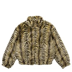SUPREME Faux Fur Windstopper Bomber Jacket Size XL Tan Zebra