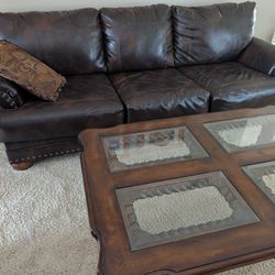 Leather Sofa And Coffee Table