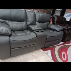 *Year End Sale Event!!!*---Stunning Madrid Gray Leather Reclining Loveseats---Only $599!!!---Delivery/$10 Down Financing😉