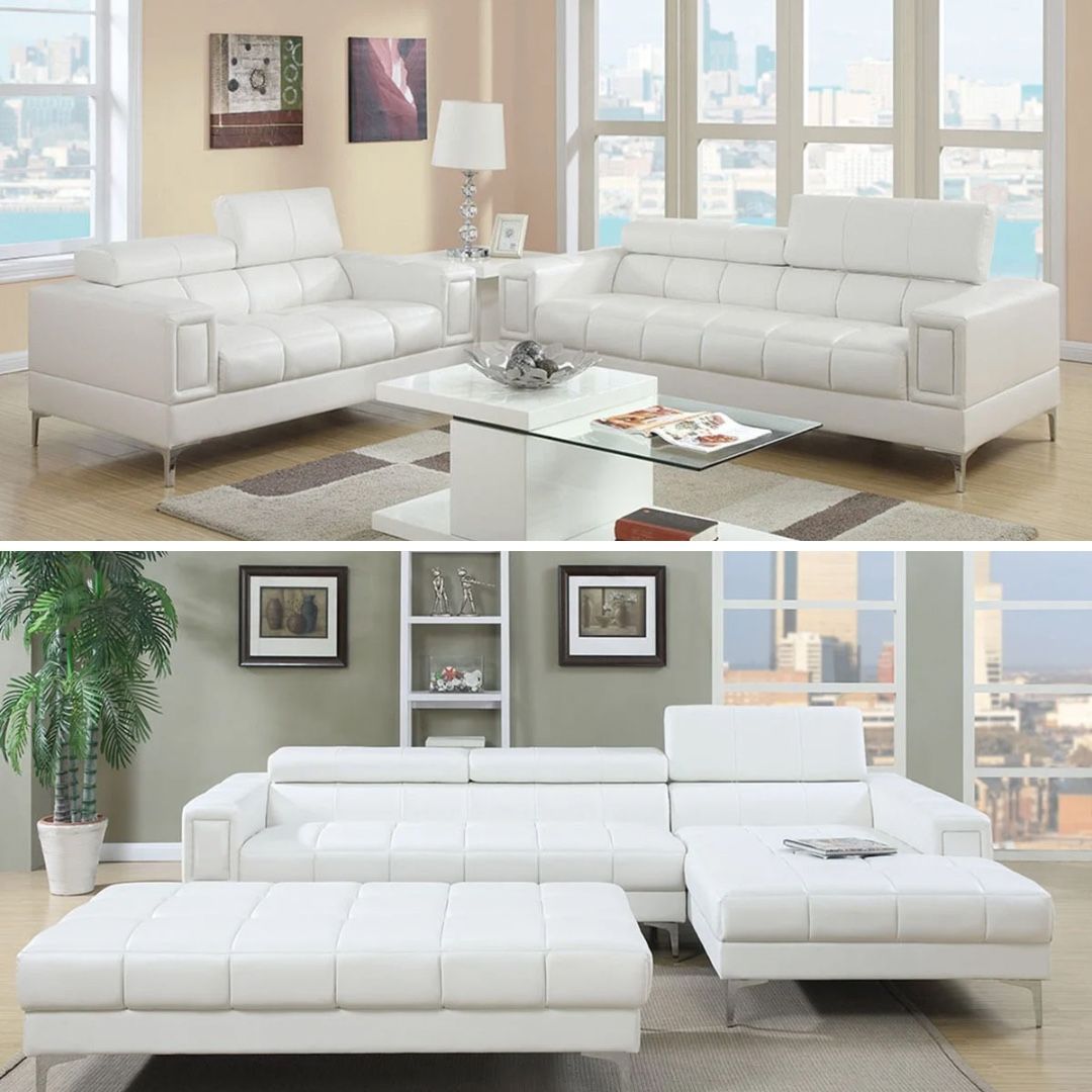 White Faux Leather Sofa And Love Seat Set