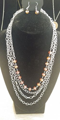 Extravagant Elegance Orange Necklace and Earrings Set