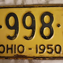 YELLOW & BLACK 1950 LICENSE PLATE