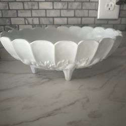 Vintage Large White Oval Fruit Bowl 