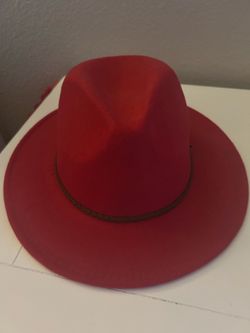 Red felt Fedora ladies hat