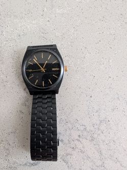Nixon Time Teller Watch - Matte Black & Gold (Needs Battery)