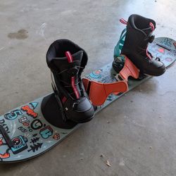 Kids Snowboard, Bindings And Boots