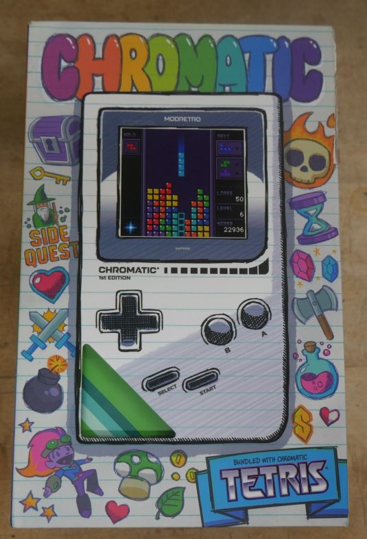 Chromatic ModRetro Bundle GameStop Exclusive Tetris Retro Style Green. used. tested. in a good working order. very good condition. with tetris game. n