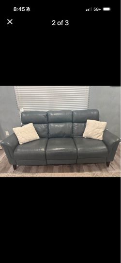 Dark Grey Leather Reclining Sofa