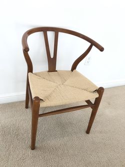 Wegner style woven wishbone chair - walnut