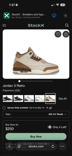 Jordan 4 Palomino’s size 4Y