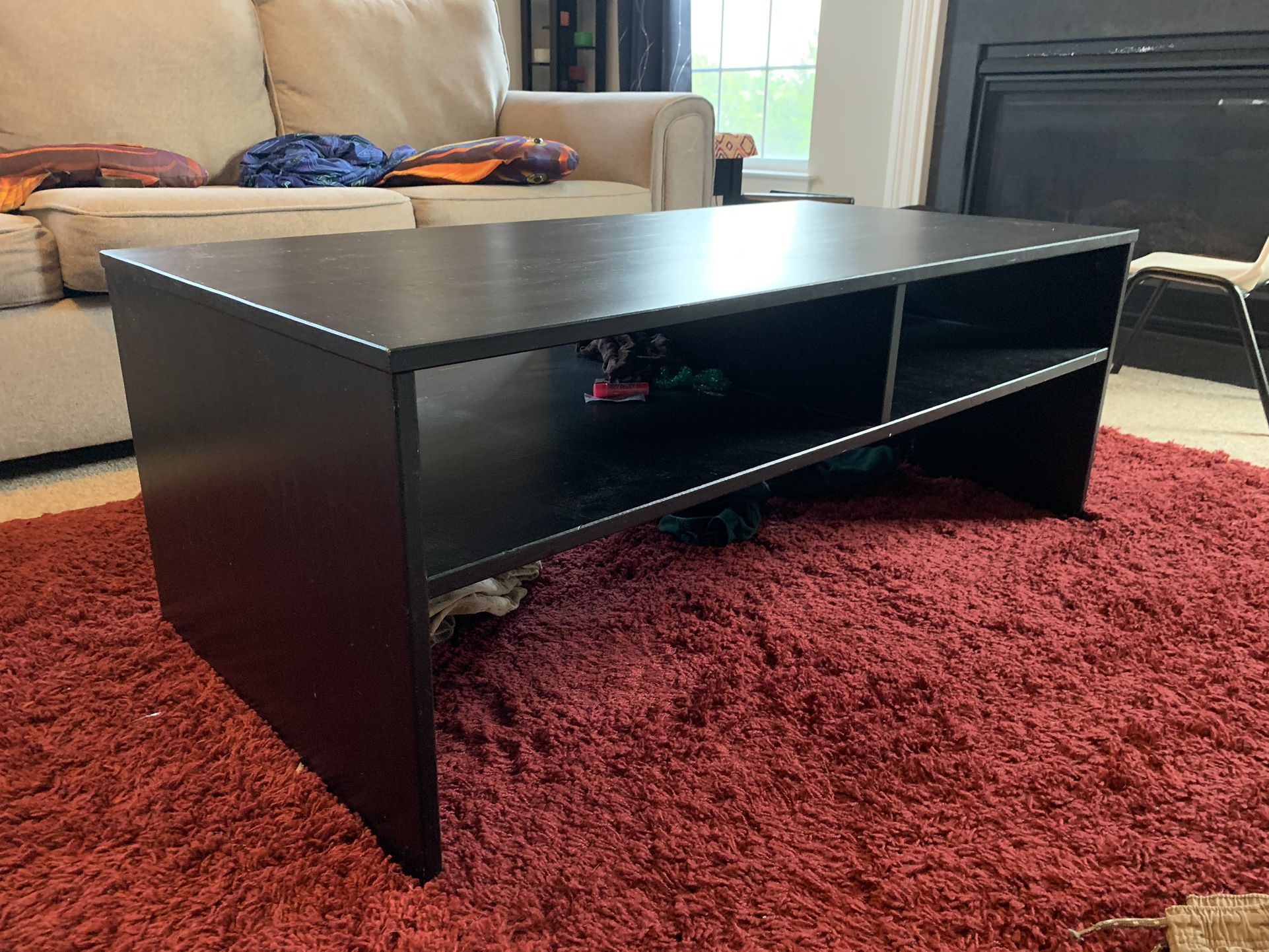 Black Wood Coffee Table (47”x23”)