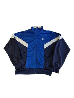 Vintage Nike Track Jacket Men’s Medium Blue Full Zip Mock Neck Swoosh Logo 90s