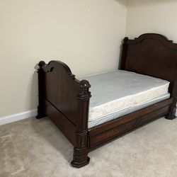 Hardwood Antique Bed and Table