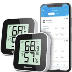 Govee Temperature Humidity Monitor 2-Pack, Indoor Room Thermometer Hygrometer with App Alert, Mini Bluetooth Digital Thermometer Humidity Sensor