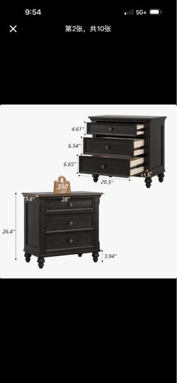 Drawer Nightstand with Turned Legs