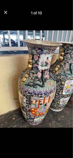 Amazing pair of antique  asian floor vases sold as a pair