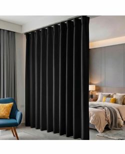 hoeflife Room Divider Curtains Blackout Floor to Ceiling Curtain with Hook Wall Mount Sliding Door Curtains Ceiling Mount Extra Wide Curtain Wall Divi