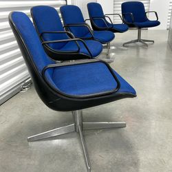 Vintage Modern Mid Century Harpers Steelcase  Swivel Office Armchairs 