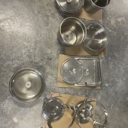 Metal Square And Circular Dishes With Stands & Heating Holders