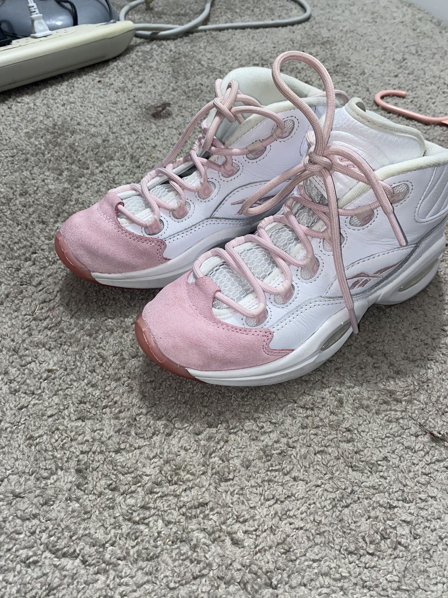 Reebok Question Mid Pink Toe Sneakers