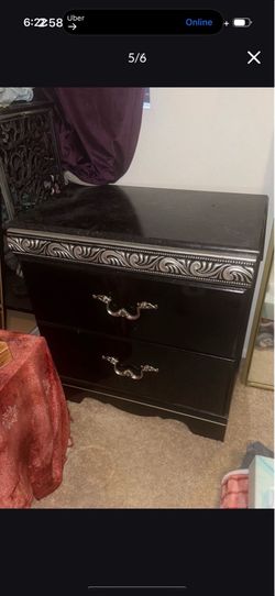 Black and sliver design night stand/ Drawers