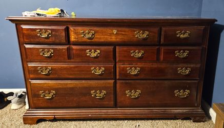 Wood Dresser with Brass Hardware