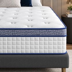 New, 10-Inch Queen Size Hybrid Mattress with Memory Foam and Innerspring Design