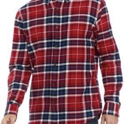 Saddlebred Medium Shirt NWT Red Navy Plaid Button Down Collar Classic men’s