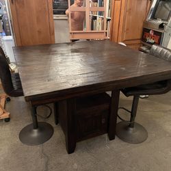 Square Wooden Dining Table w/Stools 48x48x36