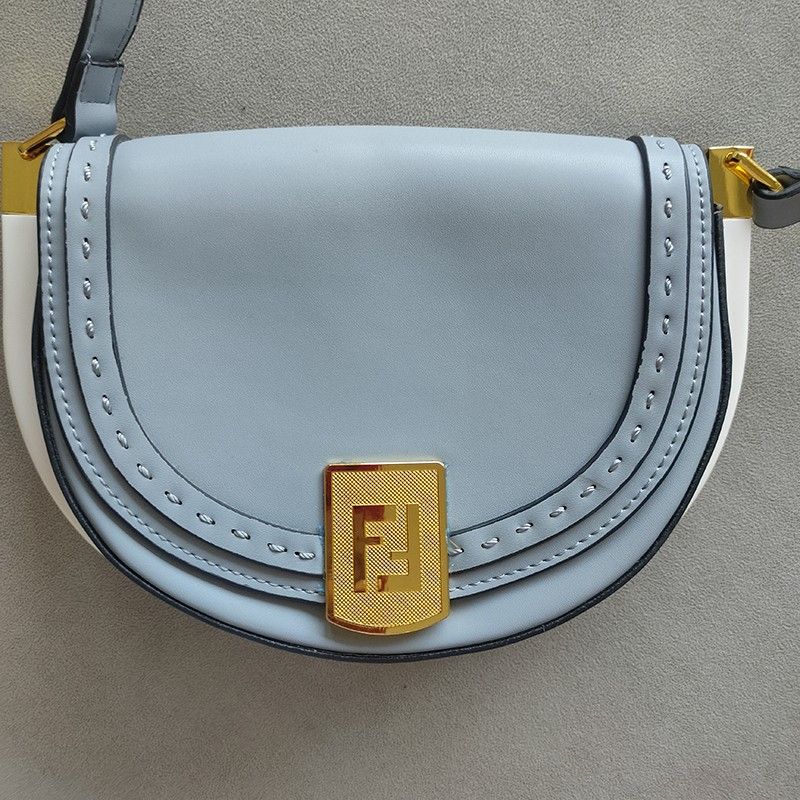 Moonlight Leather Crossbody Saddle Bag Blue