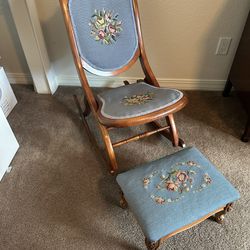 One Of A Kind Antique Rocker And Footstool