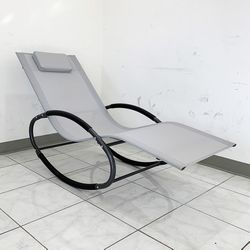(NEW) $45 Outdoor Rocking Zero Gravity Chair Patio Lounge Chair Recline Rocker for Backyard Pool w/ Pillow
