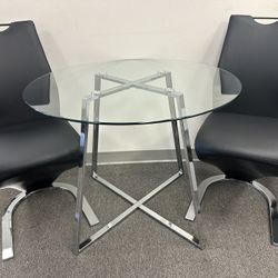 3 Pcs Dining Table Chair Set, Modern Dining Table With 2 Mermaid Dining Chairs