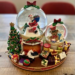 Christopher Radko Musical Double Snow Globe Santa Toy Shop