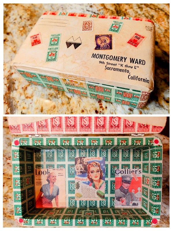Original Work - Hand Decorated 1940's to 1960's Trading Stamp Trinket Box