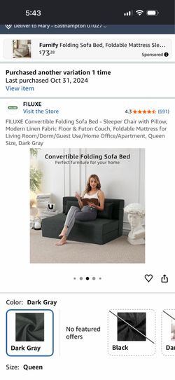Sofa Bed - Convertible Folding Queen