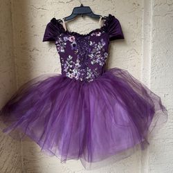 Weissman Midnight Ballet Costume SZ LC Eggplant Kids Sequins
