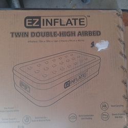 EZ INFLATE..Twin Doble High Airbed300lbs Capacity ...Integrated  Pump