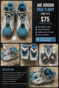 Jordan True Flight White/Blue Size 11.5 – Used – $75 OBO