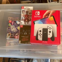 Nintendo Switch OLED White System With 3 Games New