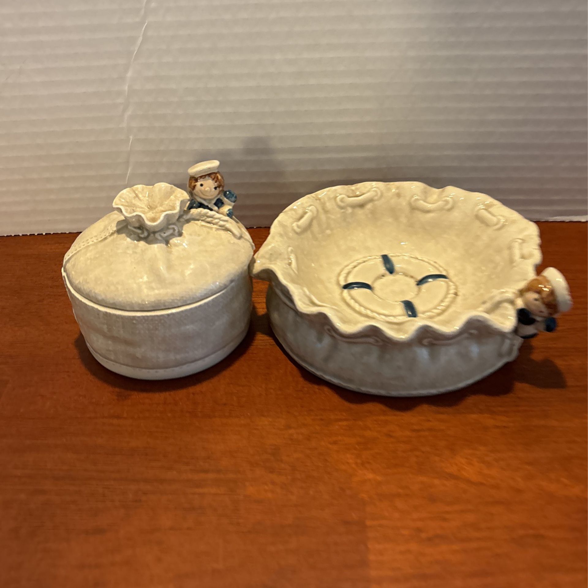 1977 Nesco Nautical Astray And Trinket Dish Raggedy Andy 5“ By One A Half Inch And Trinket Dish 4“ X 3“ L1
