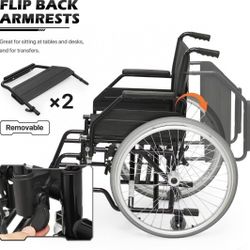 Wheel Chair for Adults with 23.5 Inch Large