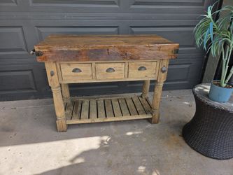 Rustic Farmhouse Kitchen island 50"L X 35. 5"T X 18" Deep read description for details 
