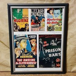 Vintage Crime Movie Posters - New / Framed (Lot of 4)  Measurements:  9 1/2" x 12"